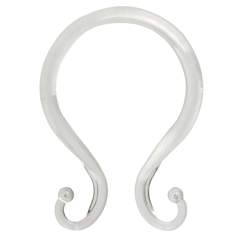 Kenney KN61211 Rust-Proof Smooth Plastic Shower Curtain Rings with Double Hanging Hooks for Shower Curtain and Standard Shower Curtain Rod, Bathroom Use, Easy to Install, Set of 12, Clear - Image 1